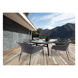 Meubletmoi Table de jardin en aluminium gris plateau verre 6 places - PACIFIC