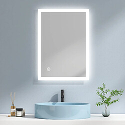 EMKE Miroir de salle de bain avec éclairage Miroir de salle de bain LED 70x50cm | Interrupteur Tactile, Anti-buée | Lumière Blanche Froide