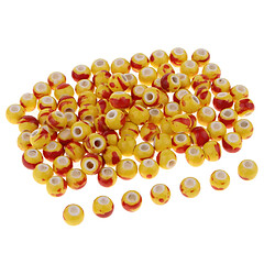 100x 8mm perles en céramique en vrac Charms pour fabrication de bijoux jaune et rouge pas cher