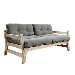 Inside 75 Banquette convertible futon STEP pin massif coloris grey couchage 70x200 cm.