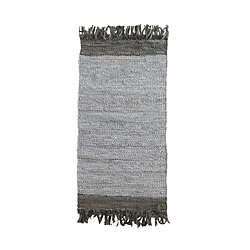 GEESE HOME 6863-Tapis cuir et coton gris 60x120 cm