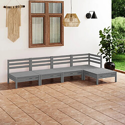 Maison Chic Salon de jardin 5 pcs - Table et chaises d'extérieur - Mobilier/Meubles de jardin Moderne Bois de pin massif Gris -MN92308