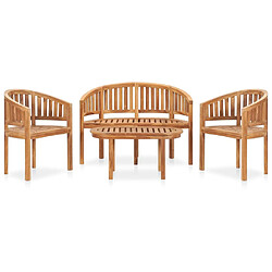 Maison Chic Salon de jardin 4 pcs - Table et chaises d'extérieur - Mobilier/Meubles de jardin Moderne en forme de banane Bois de teck solide -MN74493