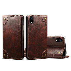 Wewoo Housse Coque Pour iPhone XR Baroque Etui à rabat horizontal simpleavec porte-cartes et brun foncé