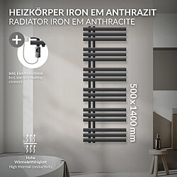 LuxeBath Radiateur salle de bain acier anthracite 50x140 cm avec élément chauffant 1200 W