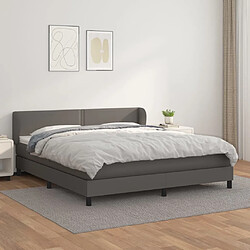 Maison Chic Lit Adulte - Lit simple Lit à sommier tapissier avec matelas moelleux - Meuble de Chambre - Gris 160x200 cm Similicuir -MN75855