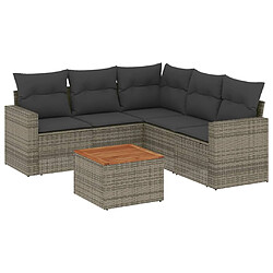 vidaXL Salon de jardin 6 pcs avec coussins gris résine tressée