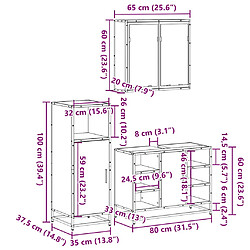 vidaXL Ensemble de meubles de salle de bain 3 pcs Chêne fumé pas cher