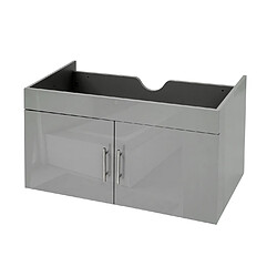 Mendler Meuble sous-lavabo HWC-D16, meuble sous-lavabo Meuble de salle de bain, brillant 90cm ~ gris