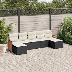 Maison Chic Salon de jardin 7 pcs avec coussins | Ensemble de Table et chaises | Mobilier d'Extérieur noir résine tressée -GKD61950