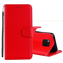 Wewoo Étui en cuir à rabat horizontal Texture Litchi pour Huawei Mate 20 Pro, avec support et logements pour cartes, ainsi que portefeuille et lanière (rouge)