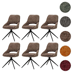 Mendler Lot de 6 chaises de salle à manger HWC-N73, chaise de cuisine, pivotante Auto-Return, tissu/textile chenille (490g/m²) Oeko-Tex ~ marron