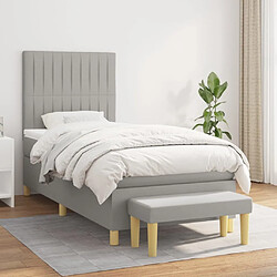 Maison Chic Lit Adulte - Lit simple Lit à sommier tapissier avec matelas moelleux - Meuble de Chambre - Gris clair 100x200cm Tissu -MN58105