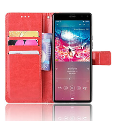 Wewoo Housse Coque Etui à rabat horizontal pour Sony Xperia 8 Retro Crazy Horse Textureavec support et emplacements de cartes et cadre photo Rouge pas cher