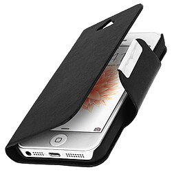 Avizar Housse iPhone SE/5/5s Etui Folio Portefeuille Clapet Fonction Support - Noir