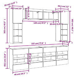 vidaXL Ensemble de meubles TV muraux 6pcs et lumières LED chêne sonoma pas cher
