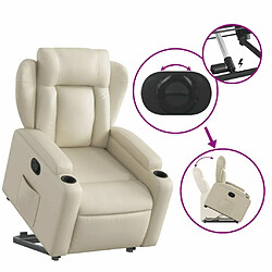 Maison Chic Fauteuil Relax pour salon, Fauteuil inclinable Crème Similicuir -GKD14639 pas cher