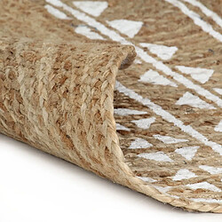 Acheter Decoshop26 Tapis fait à la main Jute avec imprimé blanc 90 cm DEC023487