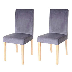 Decoshop26 Lot de 2 chaises de salle à manger / cuisine en tissu velours gris CDS04410