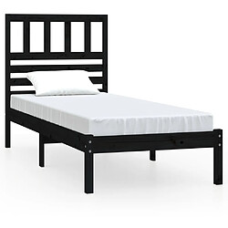 vidaXL Cadre de lit sans matelas noir 75x190 cm bois de pin massif