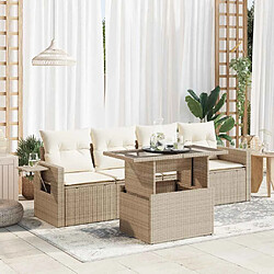 vidaXL Salon de jardin avec coussins 5 pcs beige résine tressée