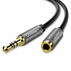 UGREEN Câble Extension Audio Rallonge Jack 3.5mm Mâle vers Femelle avec Embouts Aluminium Compatible avec Casque Ecouteur Haut Parleur Autoradio TV Smartphone Tablette PC MP3 PC Enceinte (2M)