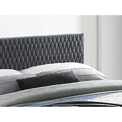 Avis Vente-Unique Lit 140 x 190 cm avec tête de lit avec coutures - Velours - Gris - DANIELE