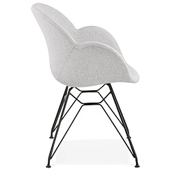 Avis Alterego Chaise design 'PLANET' en tissu gris clair avec pieds en métal noir