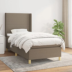 vidaXL Sommier à lattes de lit avec matelas Taupe 100x200 cm Tissu