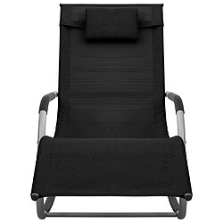 Helloshop26 Transat chaise longue bain de soleil lit de jardin terrasse meuble d'extérieur textilène noir et gris 02_0012938