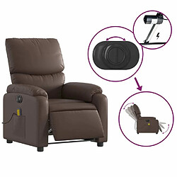 Maison Chic Fauteuil Relax pour salon, Fauteuil de massage inclinable électrique marron similicuir -GKD69709 pas cher