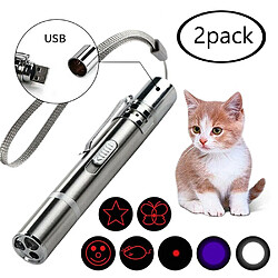 Universal 2 jouets USB rechargeables pour chat amusant chien chat chasseur mini torche laser acier pour chat pointe de lampe patte jouets d'entraînement |