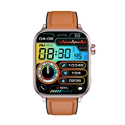 Yonis Montre Connectée Écran Couleur Cuir Bluetooth ECG