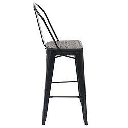 Acheter Mendler Tabouret HWC-A73, avec siège en bois et dossier, métal, style industriel, ~ noir