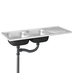 Acheter vidaXL Évier de cuisine à double évier argenté 1200x500x155 mm inox