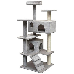 Helloshop26 Arbre à chat griffoir grattoir niche jouet animaux peluché en sisal 125 cm gris 3702272