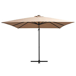 Maison Chic Parasol Jardin | Parasol déporté avec LED et mat en acier 250x250 cm Taupe - GKD13599