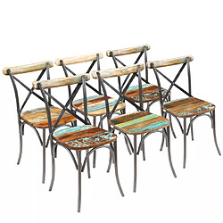 Decoshop26 Lot de 6 chaises de salle à manger cuisine style vintage en bois de récupération massif CDS022242