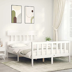 Maison Chic Cadre/structure de lit avec tête de lit pour adulte - Lit Moderne Chambre blanc 120x200 cm bois massif -MN96950