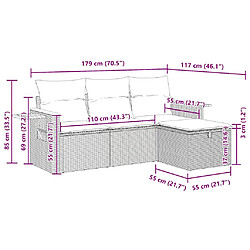 vidaXL Salon de jardin 4 pcs avec coussins noir résine tressée pas cher