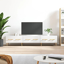 Maison Chic Meuble TV scandinave - Banc TV pour salon blanc brillant 150x36x30 cm bois d'ingénierie -MN75711