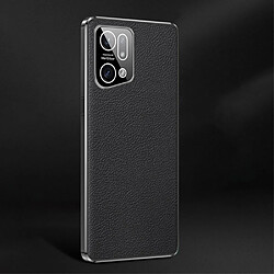 Coque en TPU + cuir véritable électroplaqué, noir pour votre Oppo Find X5