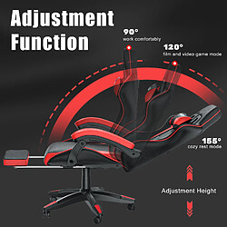 RATTANTREE Chaise de Gaming avec Repose-Pied, siège gaming, fauteuil gaming, Dossier Inclinable à 155, chaise bureau gaming avec appuie-tête, Noir Rouge