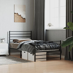 Avis Maison Chic Lit adulte - Lit simple Cadre de lit métal avec tête de lit/pied de lit,Structure du lit Contemporain pour chambre noir 90x200 cm -MN94648