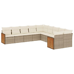 Maison Chic Salon de jardin avec coussins 10 pcs | Ensemble de Table et chaises | Mobilier d'Extérieur beige résine tressée -GKD71659