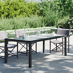 Maison Chic Table de jardin | Table d'extérieur Noir 190x90x75 cm Verre trempé/résine tressée -GKD47977