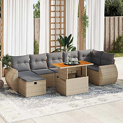 vidaXL Salon de jardin avec coussins 5 pcs beige résine tressée acacia