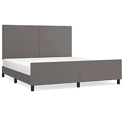 Maison Chic Lit adulte - Cadre Structure de lit avec tête de lit Contemporain Gris 180x200 cm Similicuir -MN63386