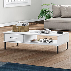 Maison Chic Table basse pour salon | Table à café avec pieds en métal Blanc Bois pin massif OSLO -GKD61618