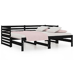 vidaXL Lit coulissant sans matelas noir 2x(80x200)cm